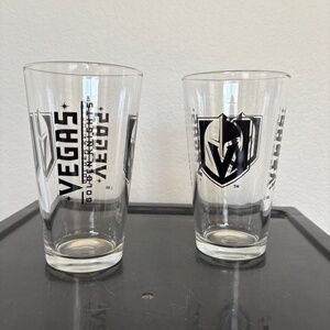Vegas Golden Knights Glasses Clear Black Pint VGK Logo NHL Hockey Lot Bundle 2
